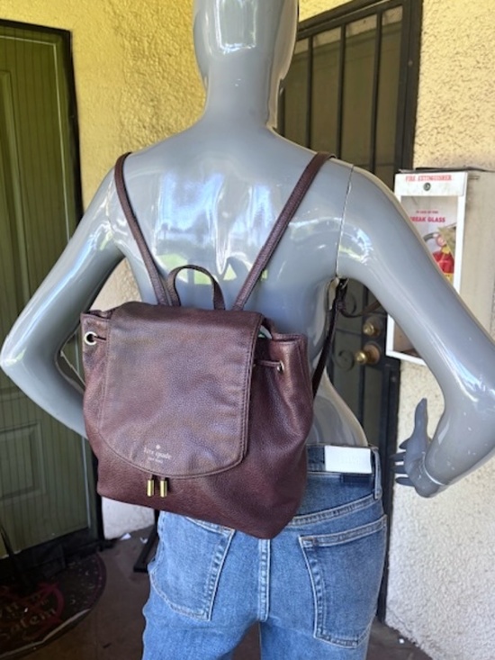 KATE SPADE Breezy Mulberry Pebble Leather Drawstring Mini-Backpack EUC/sz O/S main image 10